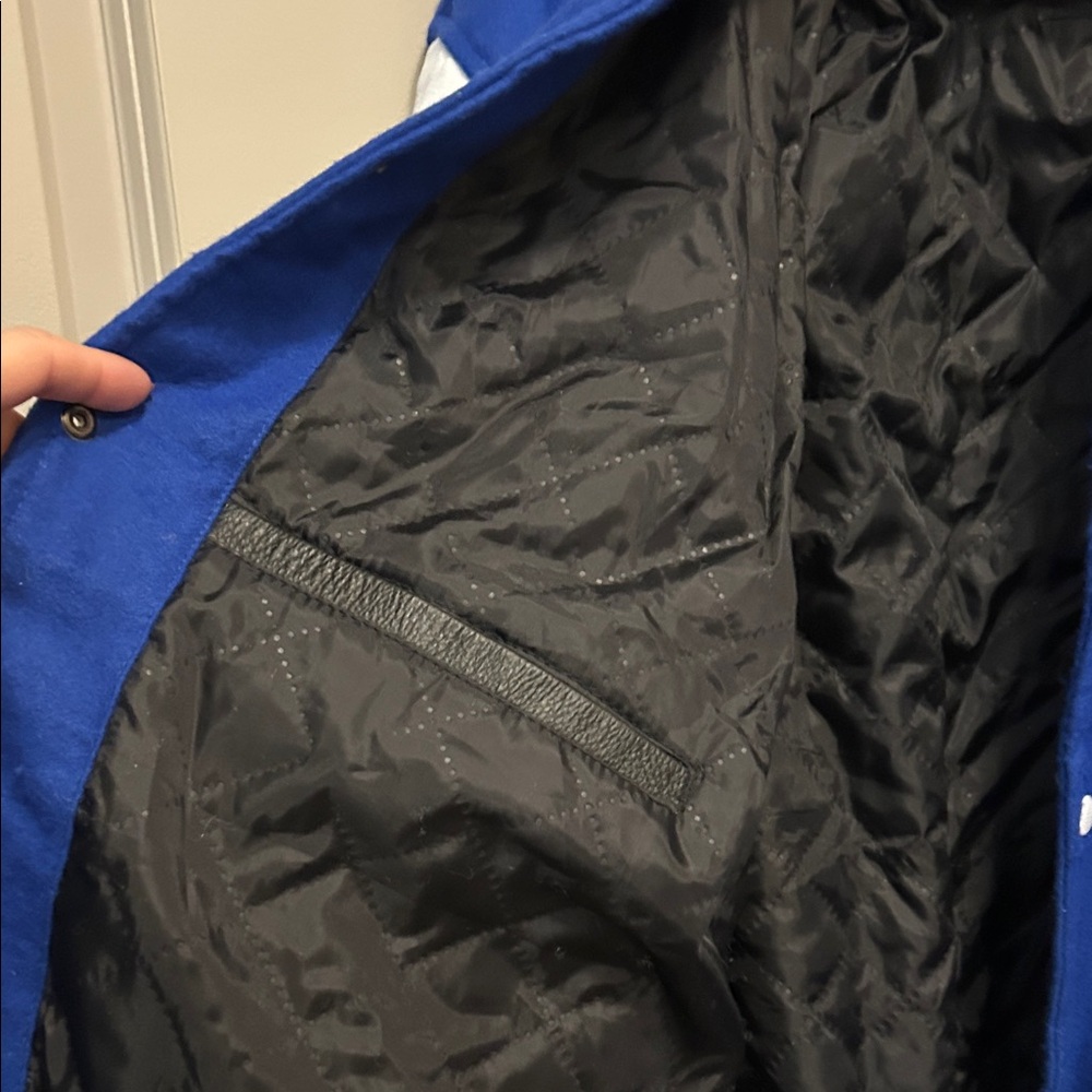 Stylish Blue and White Varsity Jacket - Picture 8 of 11